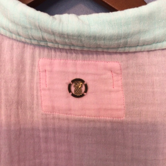 Simply Southern Color Block Gauze Button Down Pineapple Top – Medium - Picture 5 of 9